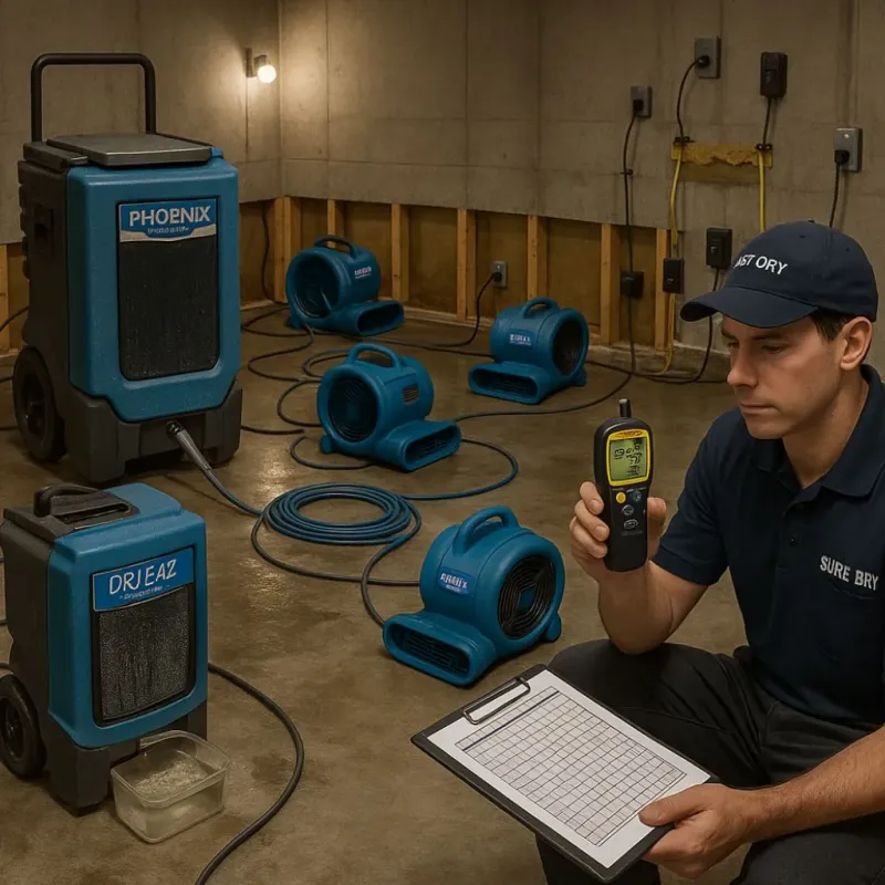 Structural Drying and Dehumidification process in Northgate, OH